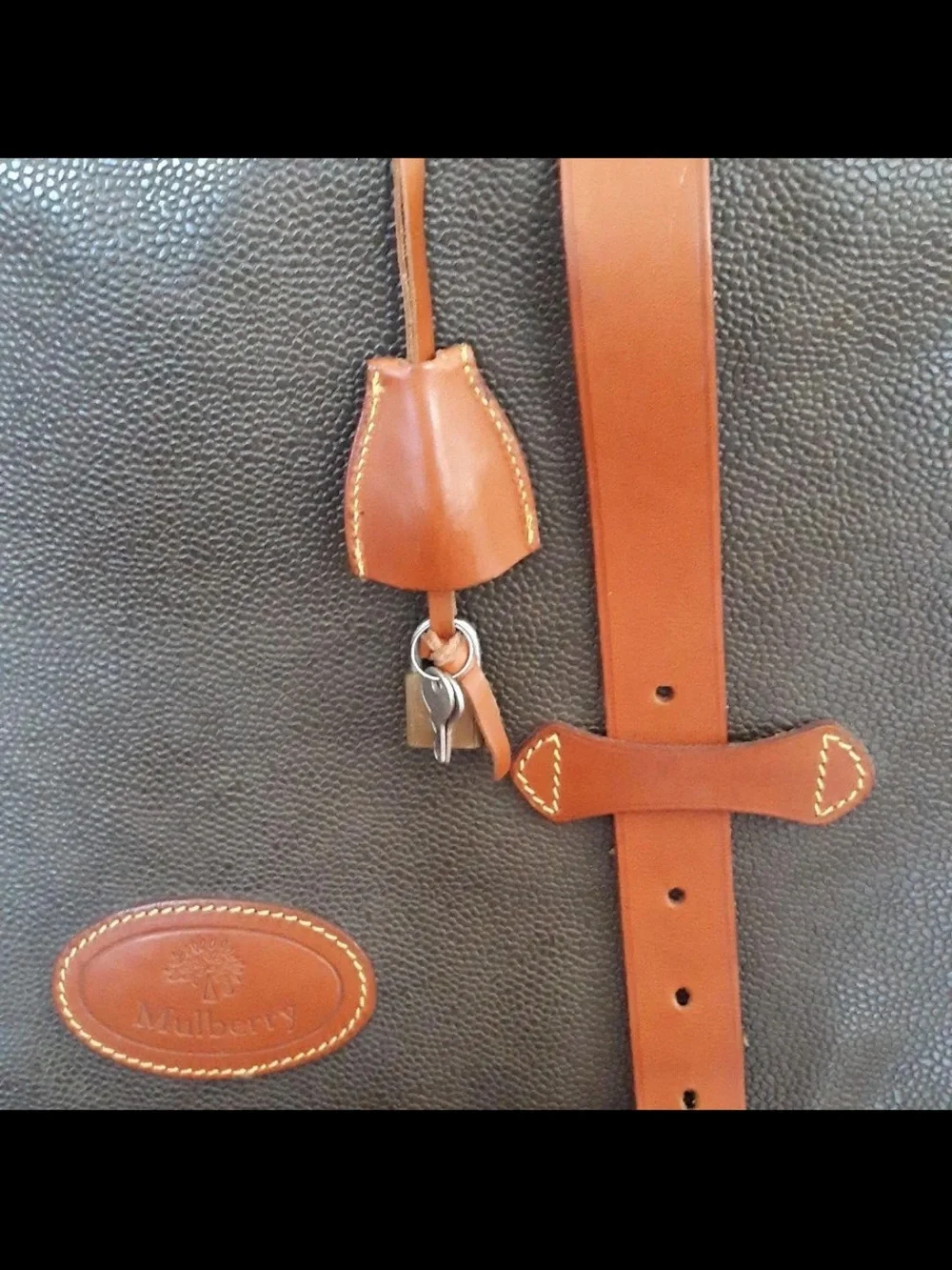Mulberry Dark Brown Leather Briefcase with Tan Trim